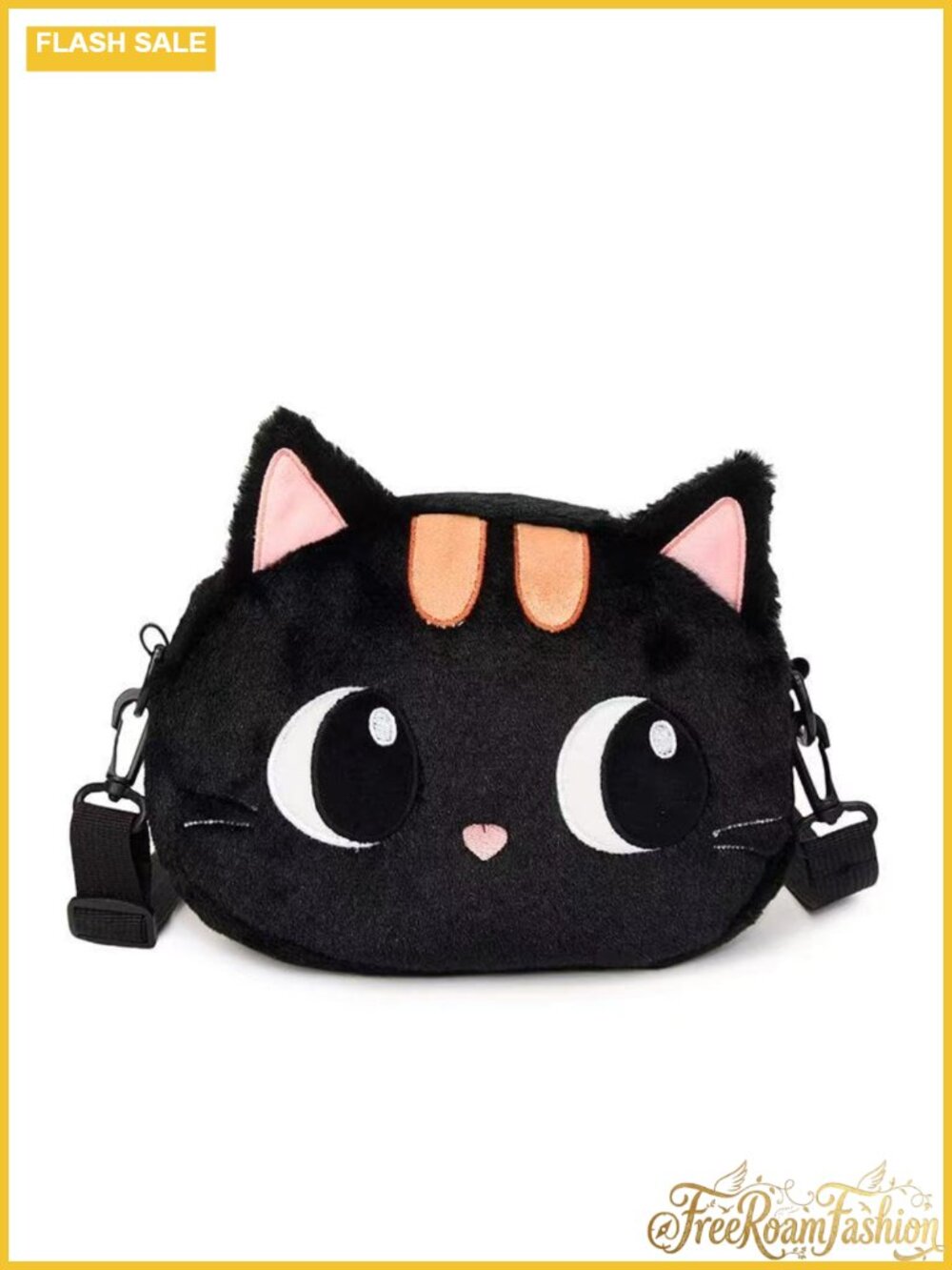 Ueeksry Plush Cat Crossbody Bag Faux Fur Adjustable Strap Zip Shoulder Purse